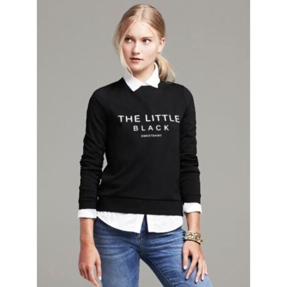 Banana Republic Black The Little Black Sweatshirt Crewneck Sweatshirt M - Picture 1 of 5